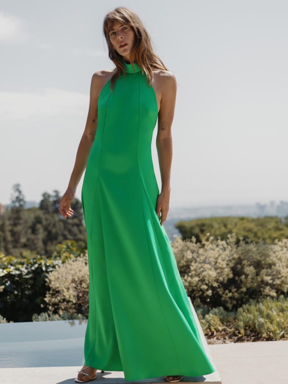 Zara Emerald Green Halter Maxi Dress